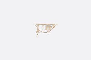 Plan de Paris Brooch • Gold-Finish Metal and White Resin Pearls
