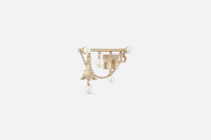 Plan de Paris Brooch • Gold-Finish Metal and White Resin Pearls