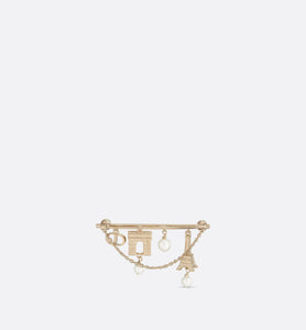 Plan de Paris Brooch • Gold-Finish Metal and White Resin Pearls