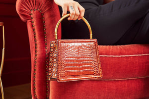 Rania Bordeaux Golden | Leather HandBag