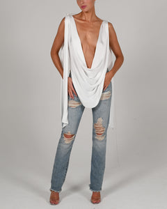 Tate Top in Ivory Satin Ready to Ship