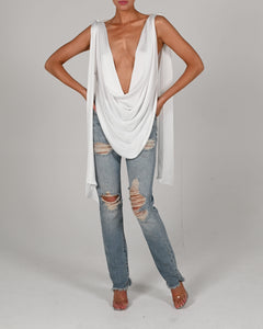 Tate Top in Ivory Satin Ready to Ship