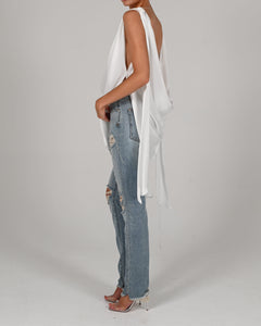 Tate Top in Ivory Satin Ready to Ship