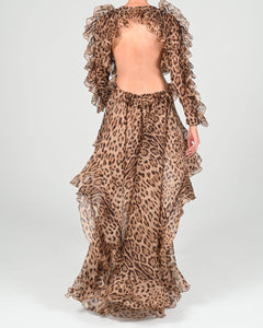 Kiah Maxi Dress in Leopard Silk Ready to Ship