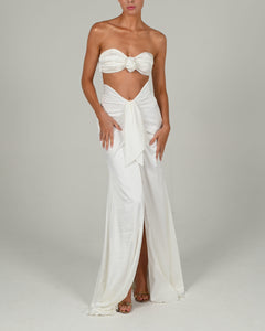 Beaudelle Maxi Skirt in Ivory Satin