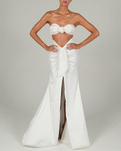 Beaudelle Maxi Skirt in Ivory Satin