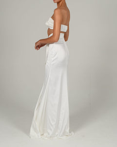 Beaudelle Maxi Skirt in Ivory Satin