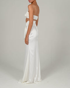 Beaudelle Maxi Skirt in Ivory Satin