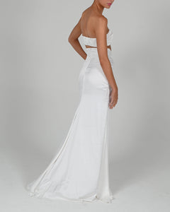 Beaudelle Maxi Skirt in Ivory Satin