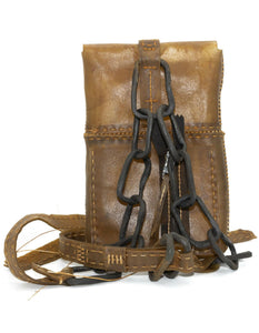 transparent horse leather open seam cross body bag